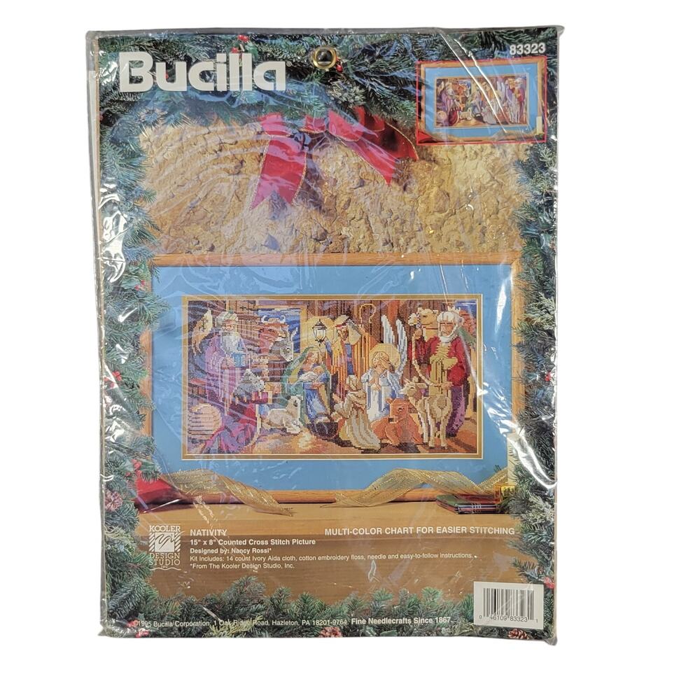 Bucilla Nativity Cross Stitch Kit 15"x8" by Nancy Rossi - Sealed 1995